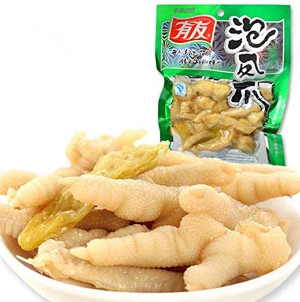 Infinitely Great Home Decor Center New 5 pcs X 100g Chinese Food Spicy Chicken feet with Pickled Peppers Vacuum-Packed