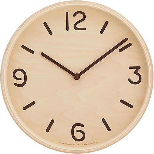 Remnos Thomson LC10-26 NT Lemnos Reloj de pared, analógico, tela de madera de color natural, natural
