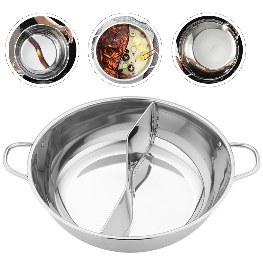 Olla caliente con divisor, olla dividida de acero inoxidable de 12.6 pulgadas, olla caliente olla doble para estufa de inducción de gas 9