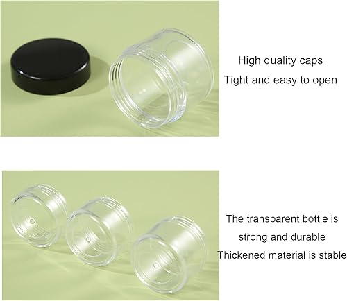Miniatura 2 de 12 recipientes cosméticos redondos de plástico negro recargables, sin BPA, 0.5 fl oz/0.5 oz, con tapas
