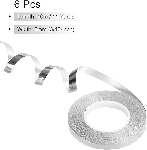 Miniatura 2 de PATIKIL Cinta rizadora de globos engarzada metálica brillante de 316 pulgadas, 11 yardas, 6 rollos iridiscentes para decoración de fiestas, regalos,