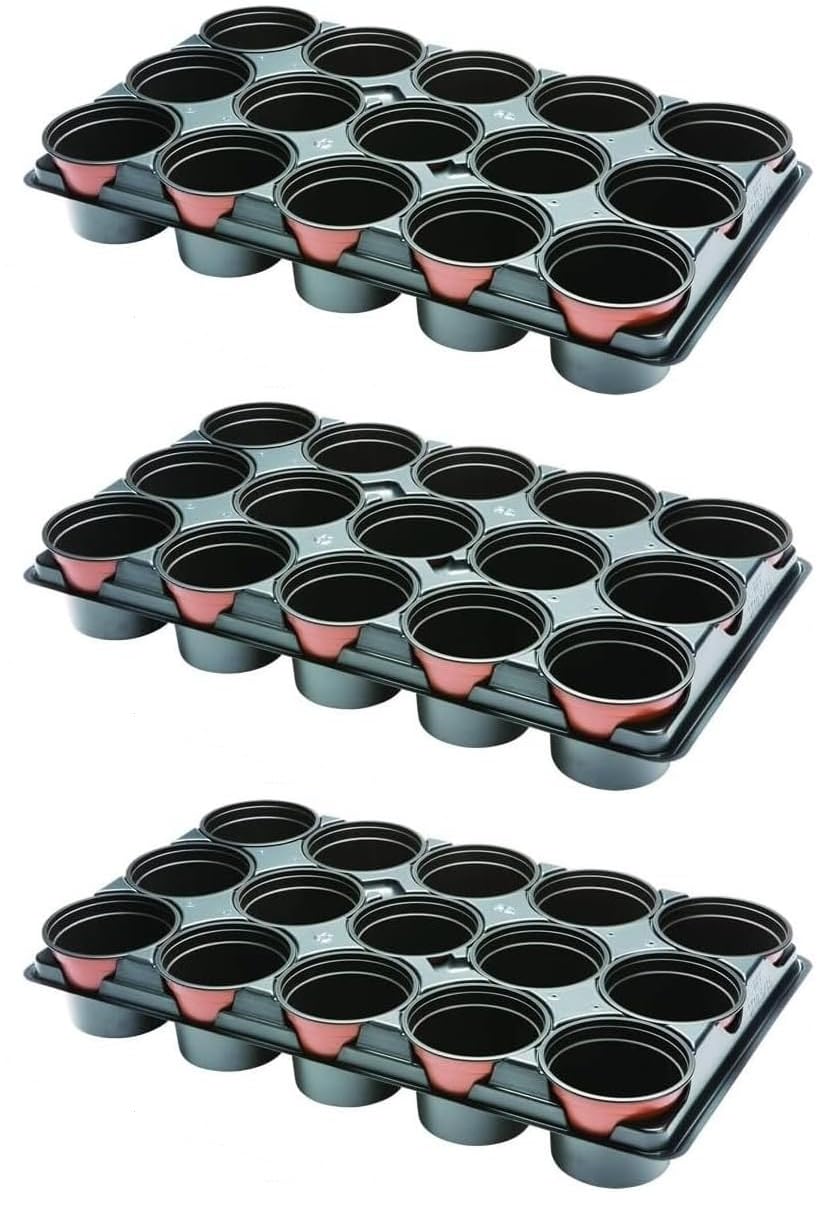Muddy Hands Pack of 3 - Professional Garden Shuttle Tray with 15 × 10.5cm Pots – Seed Starting, Seedling Propagation & Plant Cuttings for Greenhouse & Home Growing