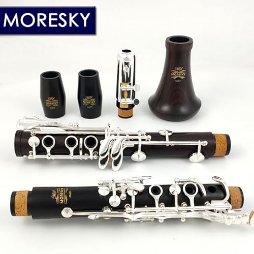 MORESKY clarinete Bb madeira ébano banhado a prata 17 chaves grenadilla sib