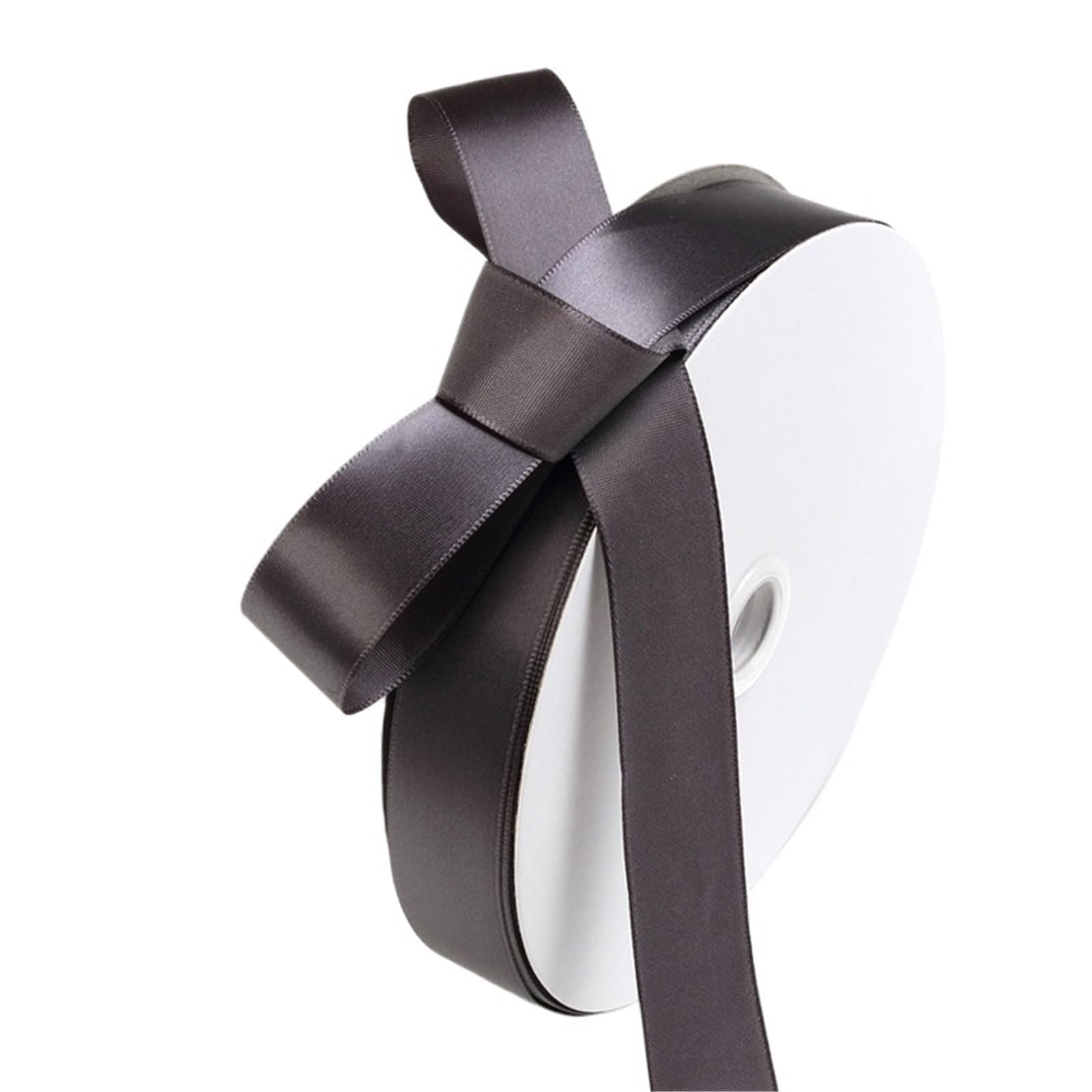 Ruban en mousseline froissée, Ruban Satin Polyester 2.5cm Multicolore 100 yards(Dark grey)