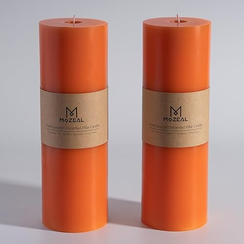 Miniatura 72 de MOZEAL Velas de pilar extra grandes de color borgoña de 4" x 10" (juego de 2), sin perfume, sin goteo, sin humo, de larga combustión limpia, velas