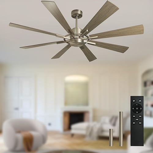 Miniatura 13 de Ventiladores de techo grandes con luces: moderno ventilador de techo para exteriores de 72 pulgadas y 8 aspas con control remoto de aplicación,