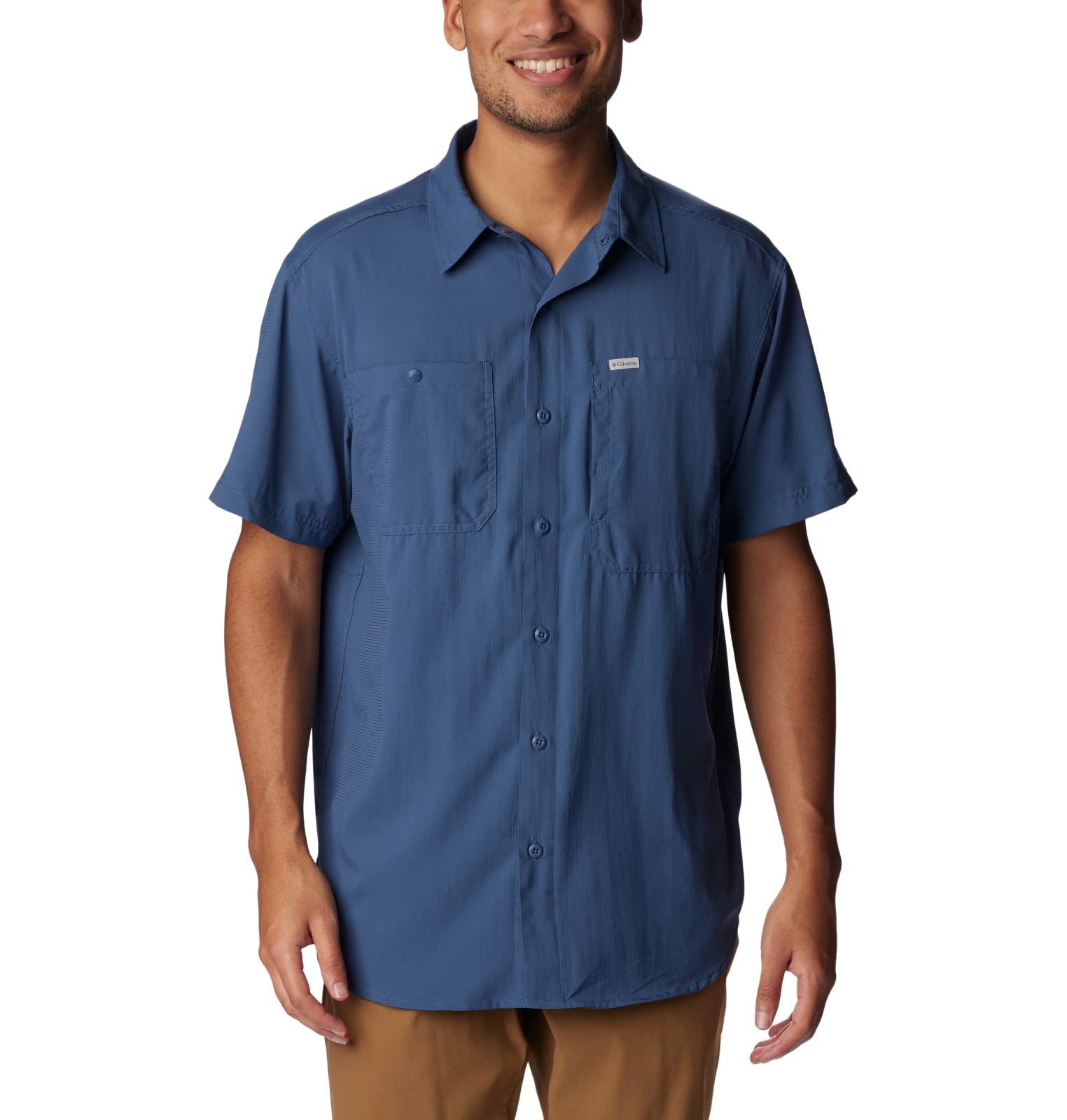 Columbia Men's Silver Ridge Utility Lite Short Sleeve Hiking Shirt, Dark Mountain, Large