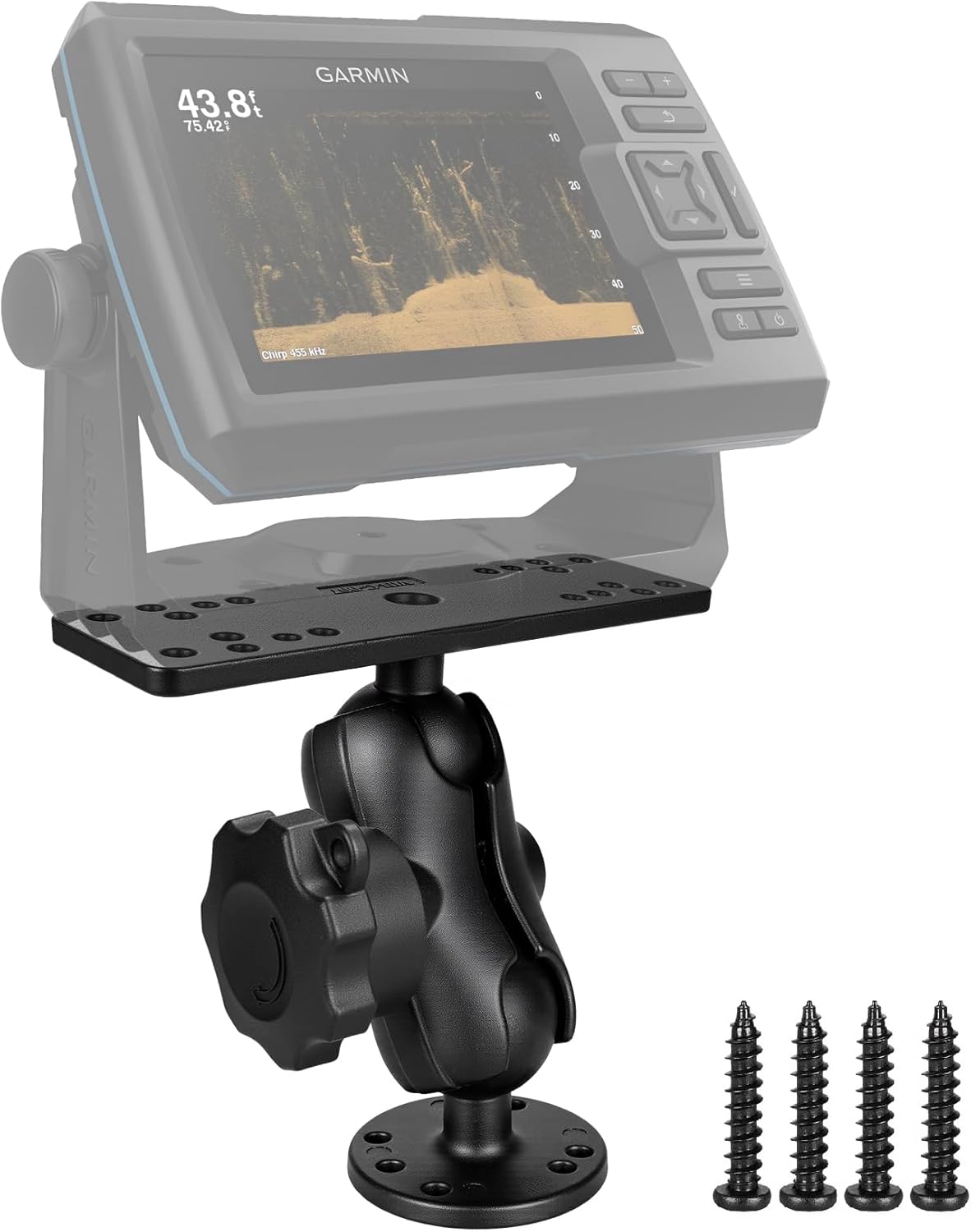 Aluminum Anti-Theft Knob Fish Finder Mount with 1.5" / C Size Ball, 5.9'' Long Arm Marine Electronic Mount,Saltwater Resistant Aluminum Bracket Compatible with Garmin, Lowrance and More