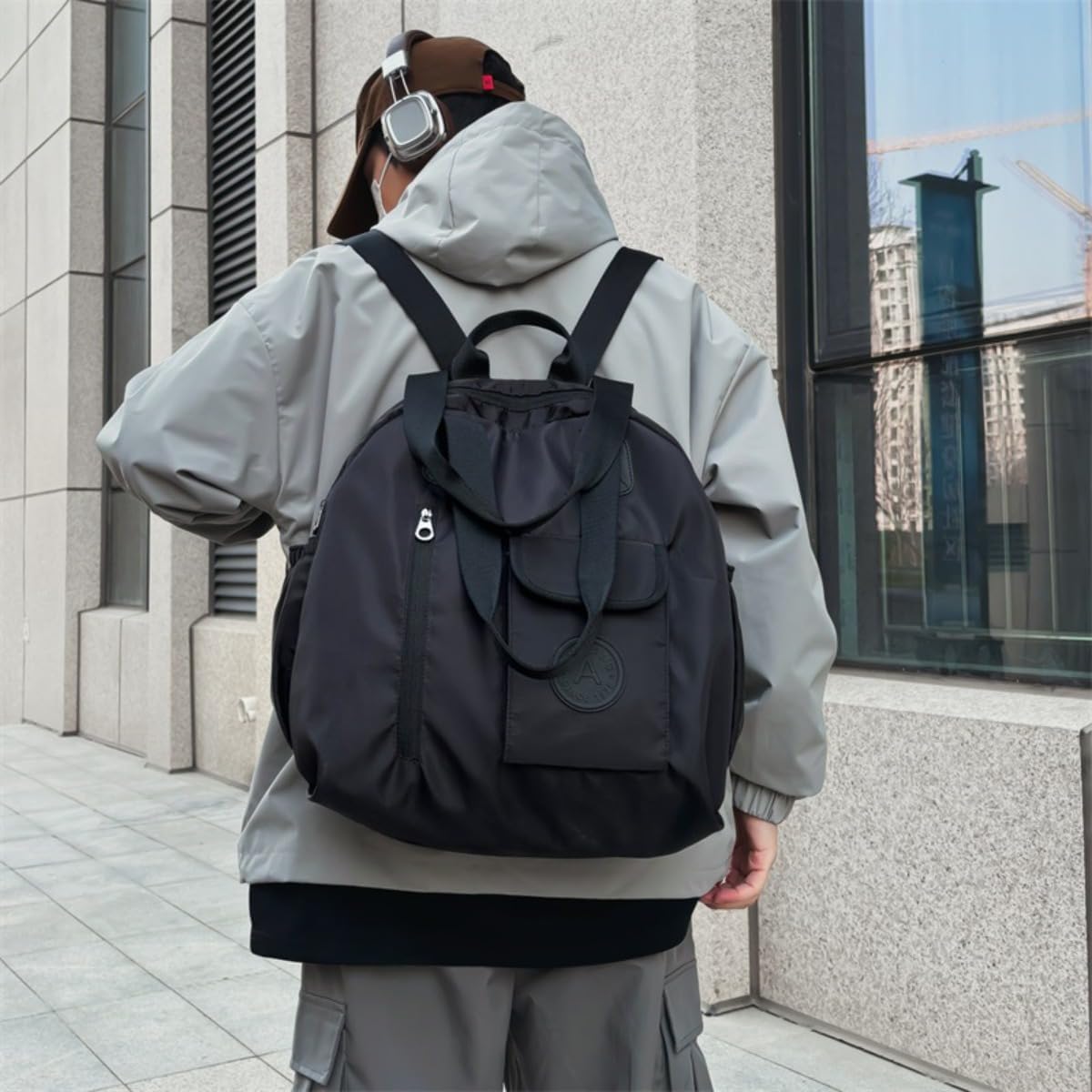 Travel Backpack for Women Lightweight Waterproof, Ladies Casual Large Nylon Handbag Shoulder Bag for School Work (Black)