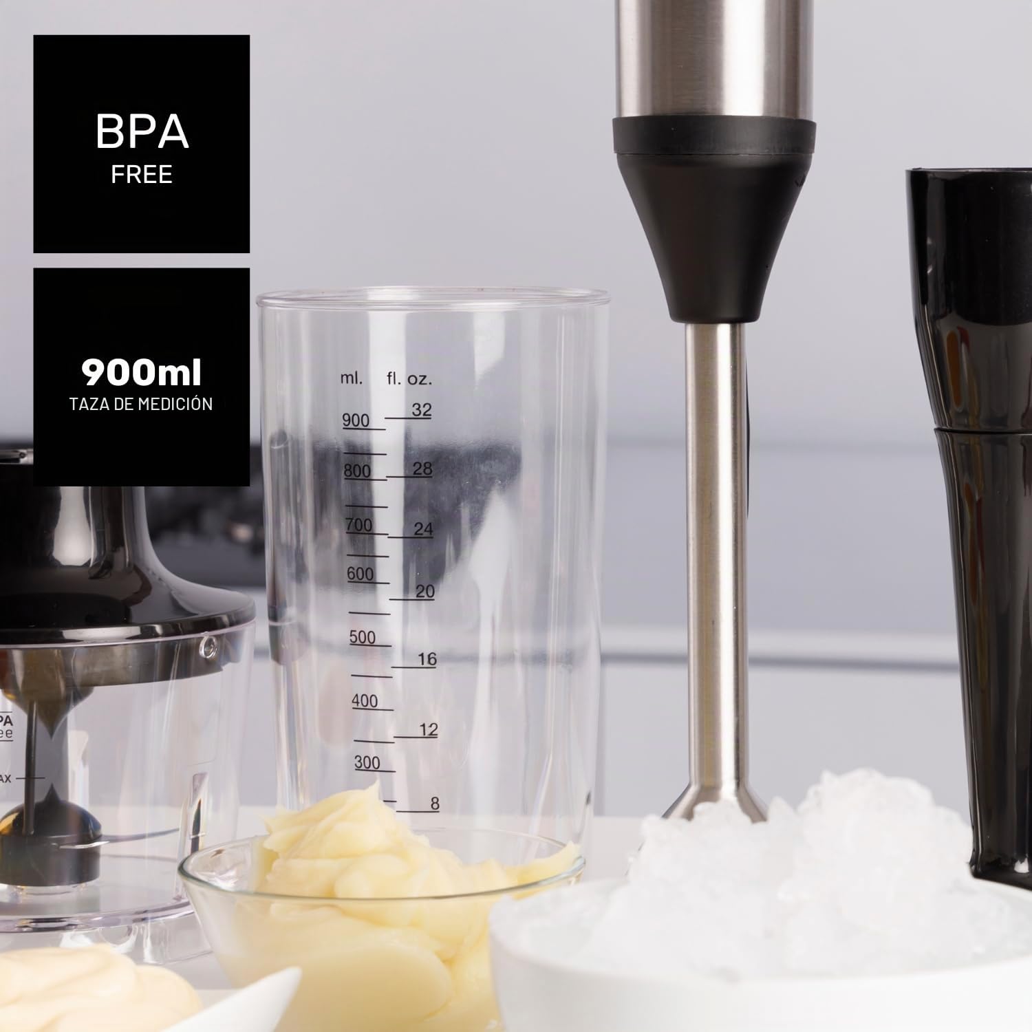 Taurus BAPI 1200 Premium Full Set - Batidora de mano 1200W | Regulador de 20 velocidades ajustable | Función Turbo | Cuchillas de acero inox | incluye accesorios| Diseño ergonómico | Vaso medidor