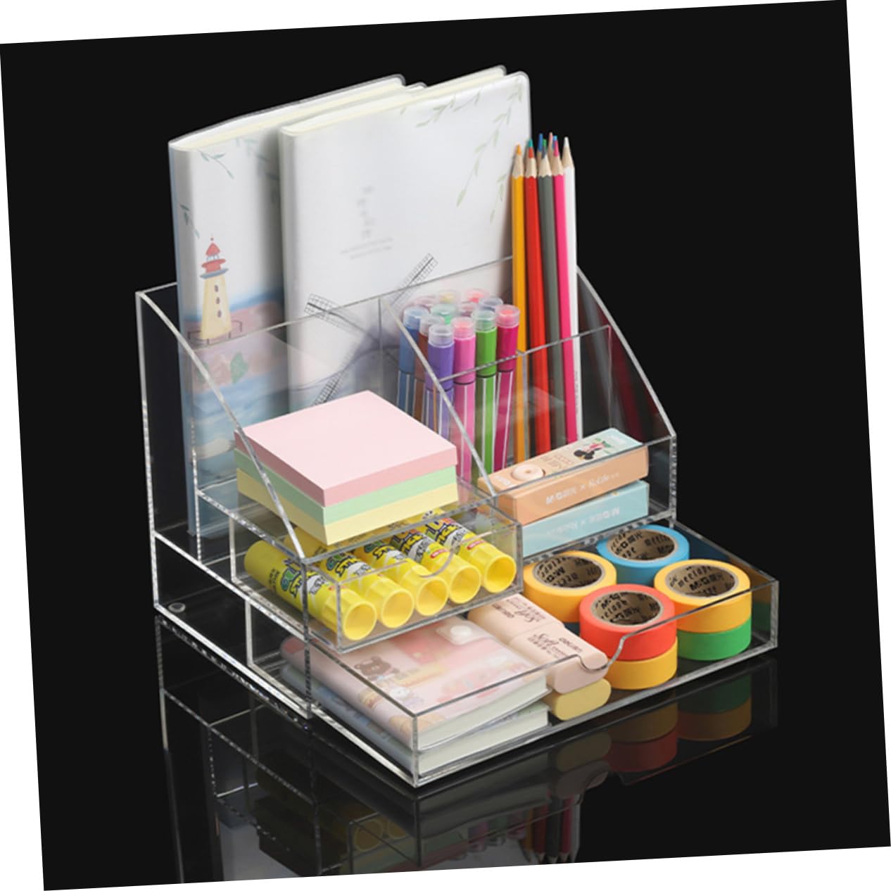 Organizzatore da Scrivania con Cassetto in Acrilico Trasparente