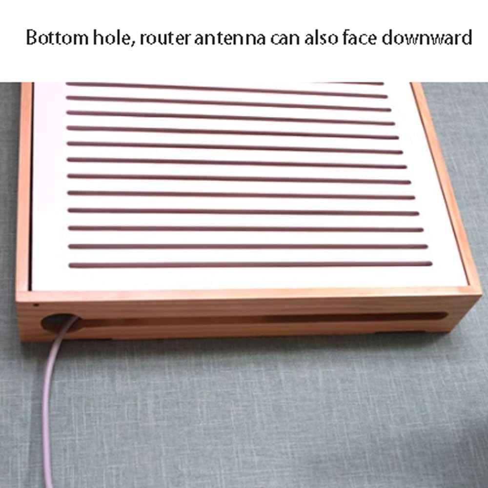 Pudełko do przechowywania routera WiFi, drewniana jednostka do zarządzania kablami, półka na router, organizer na biurko do biura lub domu, konstrukcja odporna na zarysowania