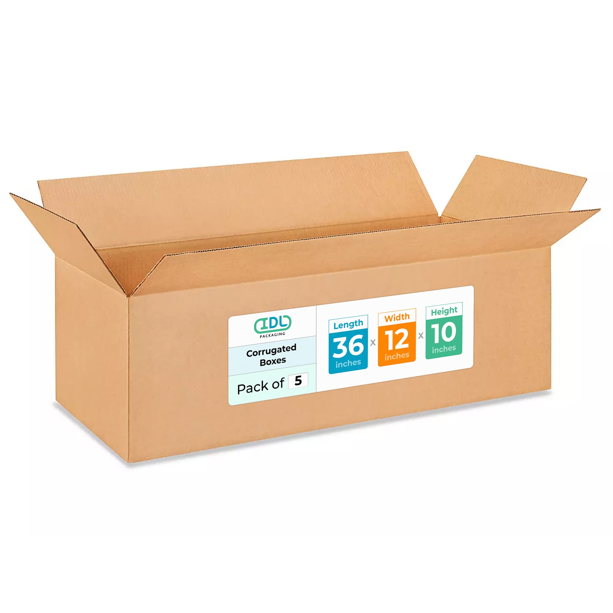 IDL Packaging Large Corrugated Moving Boxes 36"L x 12"W x 10"H (Pack of