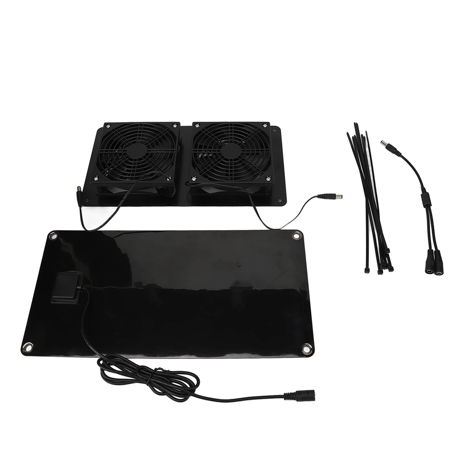 Kit Ventilatore Solare A Doppia Ventola 25W 18V – Impermeabile IP65, Per Serra, Pollaio, Capannone E Finestra, Con Aspirazione E Scarico Personalizzabili