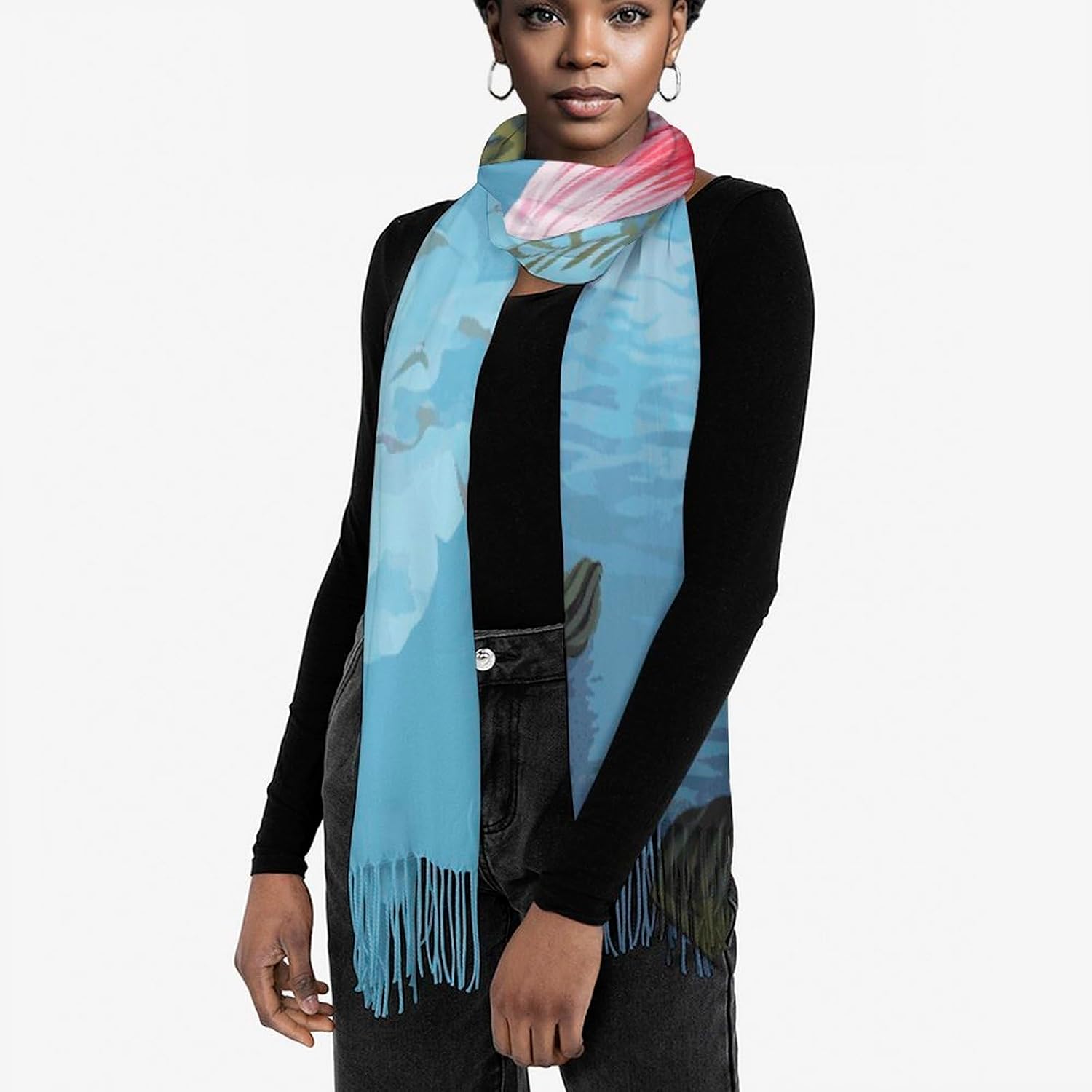Tropical Flamingos Scarf for Women Men Soft Warm Fashion Blanket Scarves Classic Cashmere Feel Scarf Long Shawl Large Scarves Cold Weather Thick Blanket Scarfs