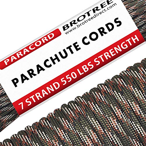 Brotree Paracord Cuerda de Paracaídas de Nylon 550 lbs 7 Resistentes Hebras de Fibra Poliéster para Escalada Kit de Supervivencia Acampada (Estándar, Reflectante)
