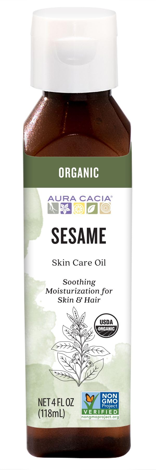 Aura Cacia Organic Skin Care Oil, Sesame, 4 fl oz (118 ml)