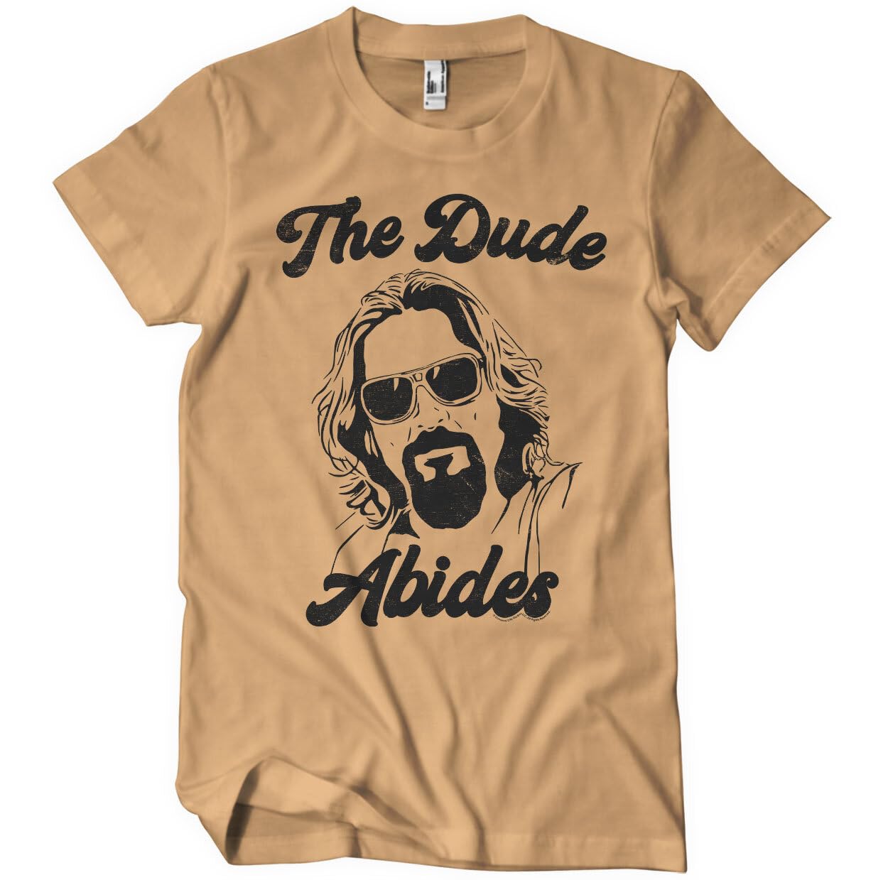 The Big Lebowski Men's Oldgold Officially Licensed The Dude Abides T-Shirt (Oldgold), Medium