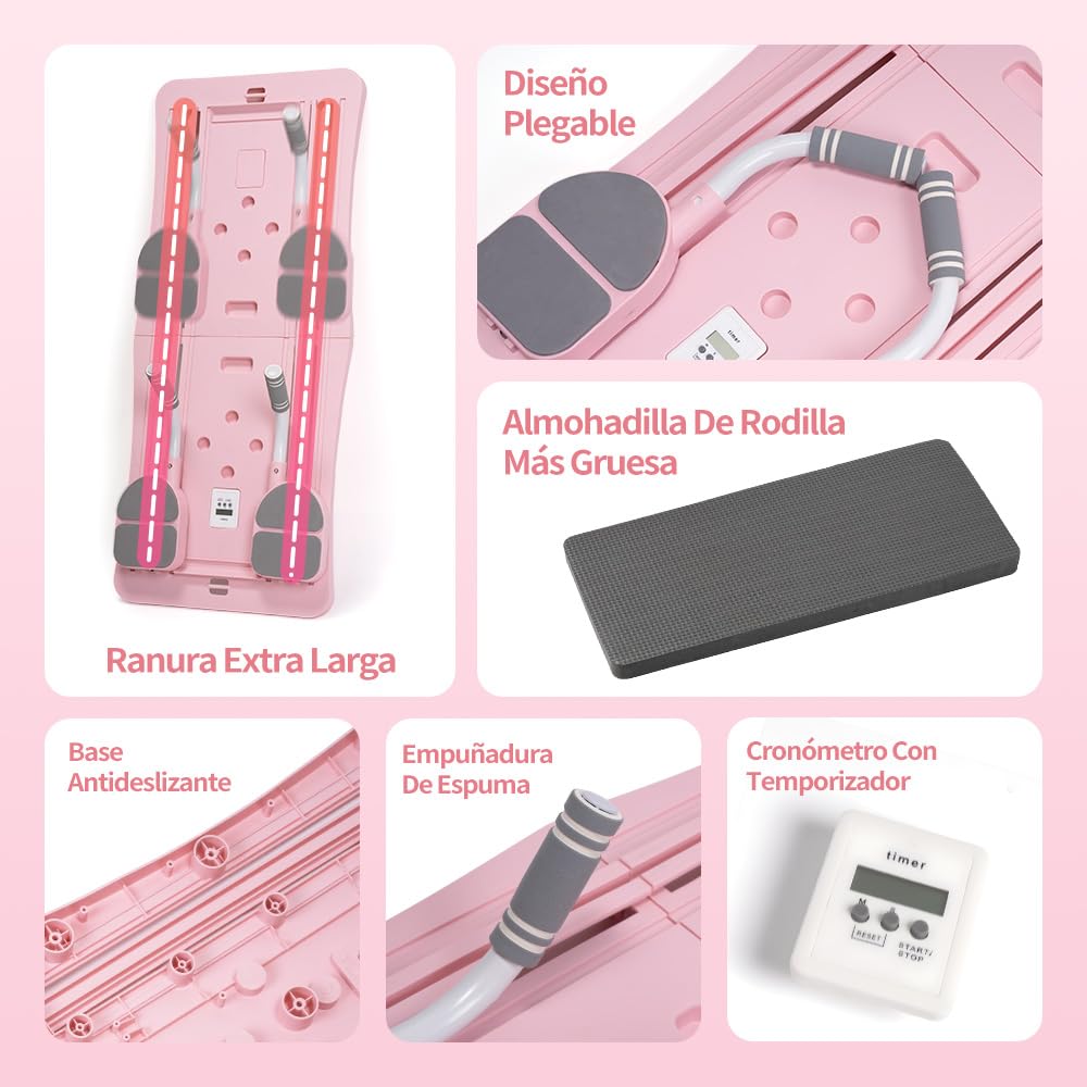 Máquina de Pilates para Casa 2026 4 en 1, Tabla Pilates Multifuncional con Cuerda de Tensión y Temporizador, Pilates Board Plegable para Gimnasio en Casa, Tabla de Pilates para Ejercicio Abdomi