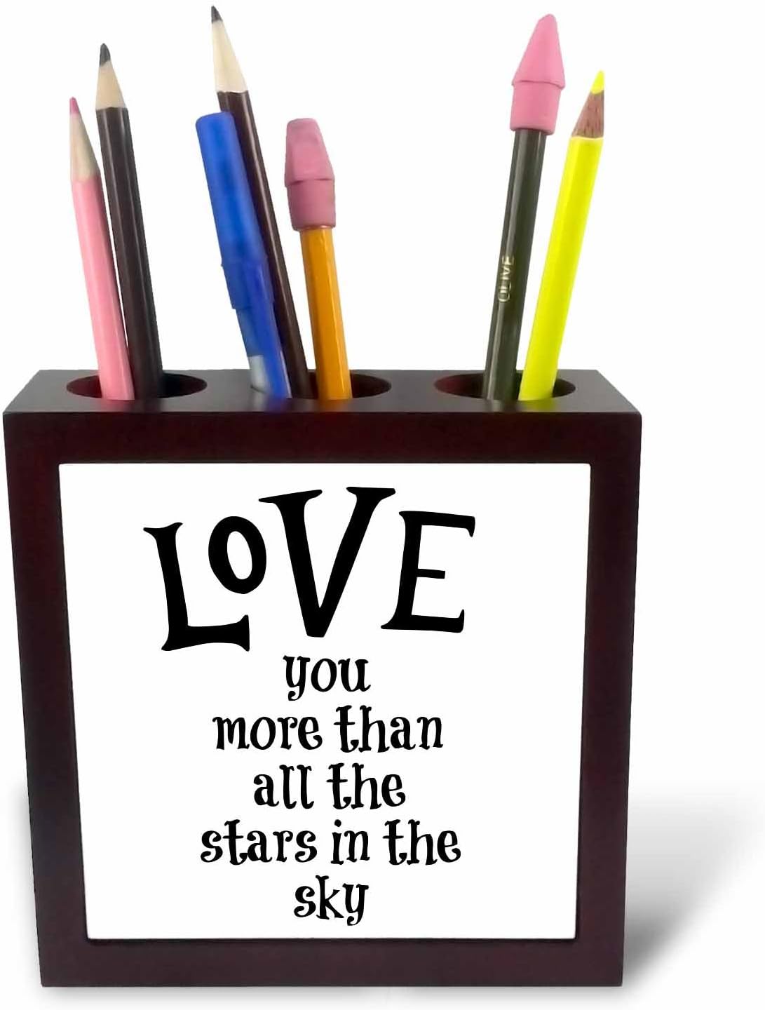 3dRose ph_253116_1 5-Inch Love You More than All the Stars in the Sky Tile Pen Holder