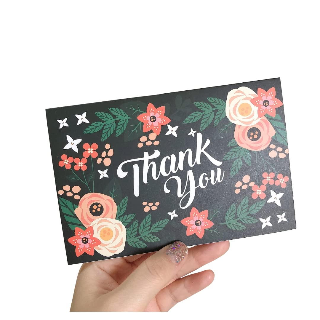 Greeting Card Thank You Card (Black-Rose)