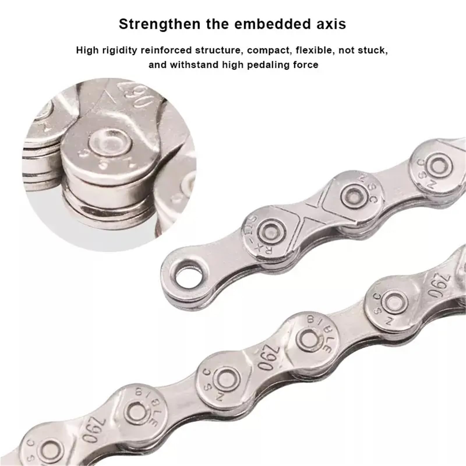 Ultraleichte Kette 116L 8 9 10 11 12-Gang Mountainbike Silber Rennrad for 24/27/30 Zoll variable(A0438-12 speed)