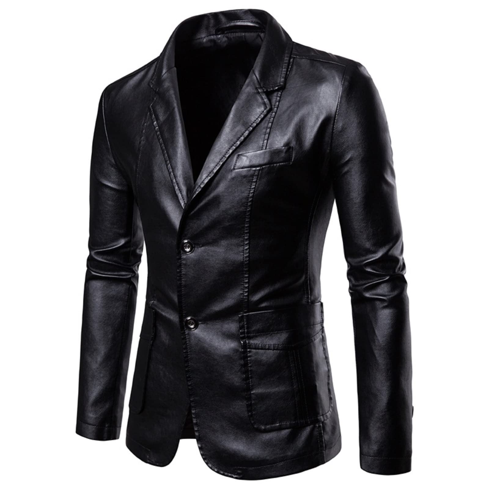 Chaqueta de hombre de piel sintética – Chaqueta – Chaqueta – Idea regalo – Botones – Vintage – Casual – Niño – años 70 – 80 – 90 – Otoño Invierno