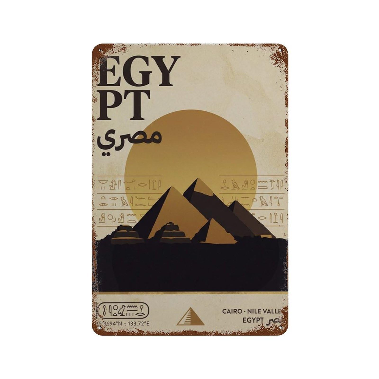 xiaoxiaoshen Egypt Travel Pyramid Desert Landscape Giza Landmark Work Retro Africa Wall Decor Art Metal Tin Poster Modern Home Decor Art Home Bar Shop Decorations Vintage Sign 30x20cm