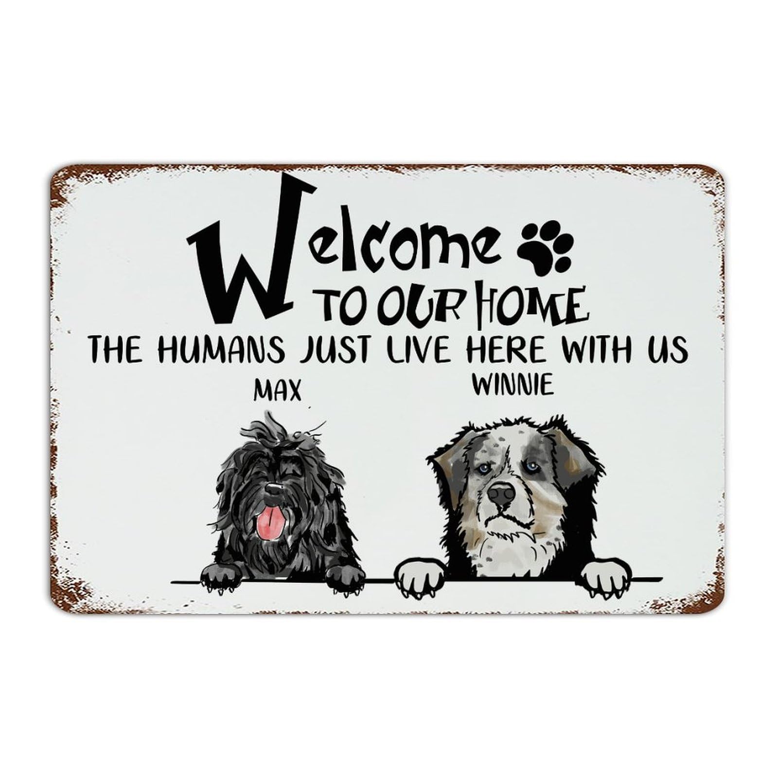 Plaque en métal vintage personnalisée pour chien et chat décorative en aluminium