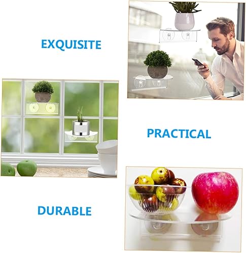 Miniatura 8 de Cabilock Estante de ventana con ventosa, estantes flotantes acrílicos, estantes acrílicos, estantes transparentes, estantes de montaje en pared,