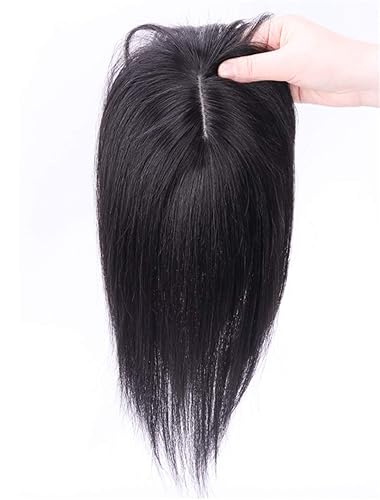 Miniatura 3 de LXUE Piezas de cabello realistas con flequillo, cabello humano real con clip para mujeres con pérdida de cabello, 12 pulgadas, marrón oscuro