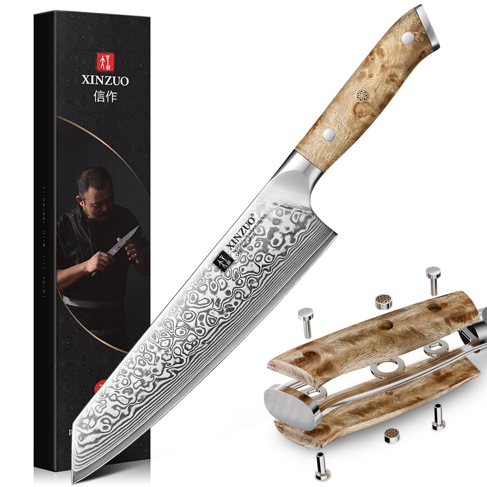 XINZUO Damascus Kiritsuke Chef Knife, 21cm