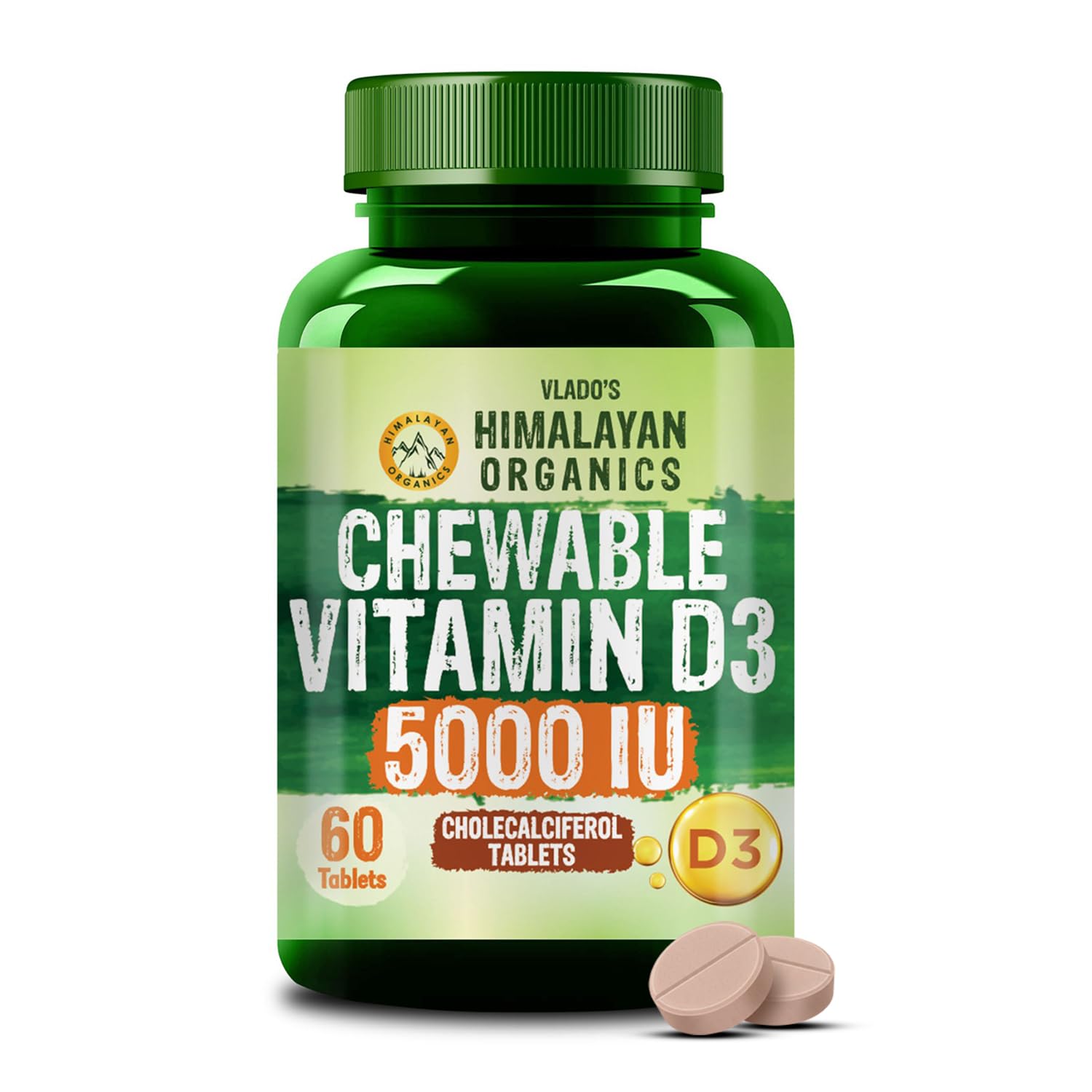Vlado's Himalayan Organics Vitamin D3 5000IU - Chewable Vitamin D Tablets | Cholecalciferol Vitamin D3 Supplement for Bone & Immunity | For Men And Women | Orange Flavour - 60 Tablets-image-39