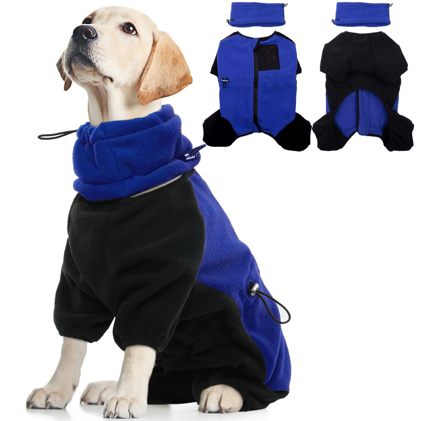 Cappottino Invernale Cani Piccoli Giubbotto Pile Caldo Abbigliamento Veste Cani Felpa Cuccioli Tuta Neve Chihuahua Blu XL