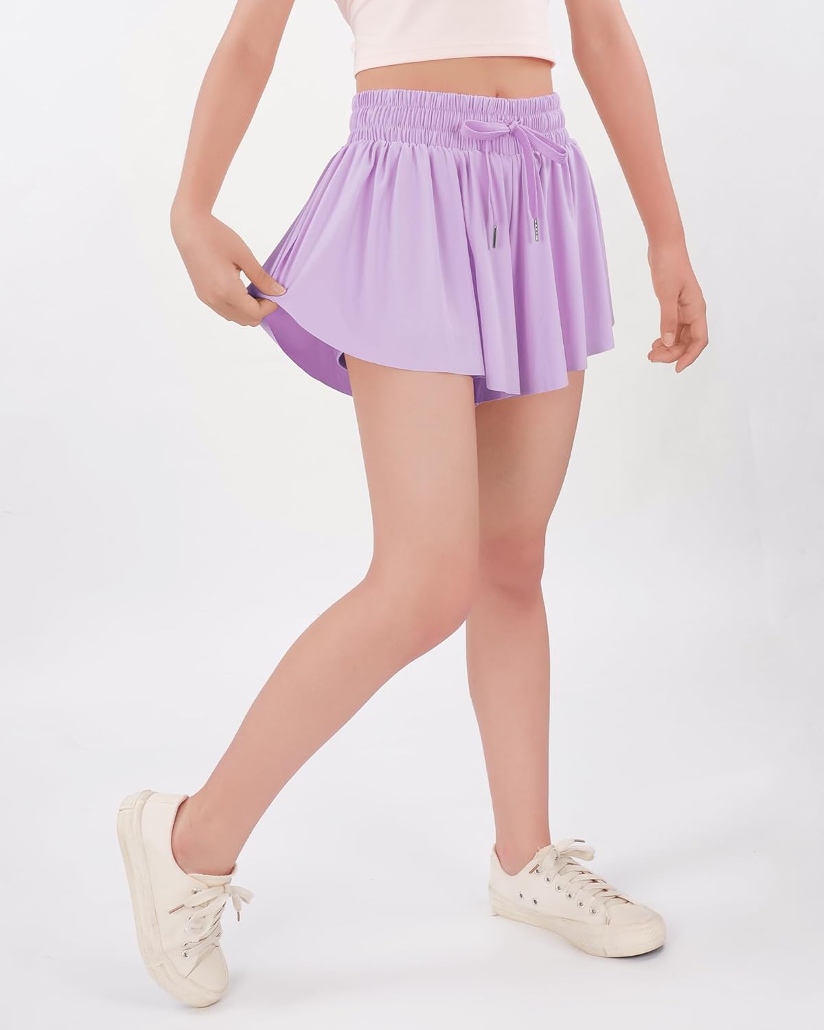 Girls Butterfly Shorts Flowy Shorts with Pocket 2-in-1 Dance Athletic Shorts for Girl 7-14 Years - Image 3