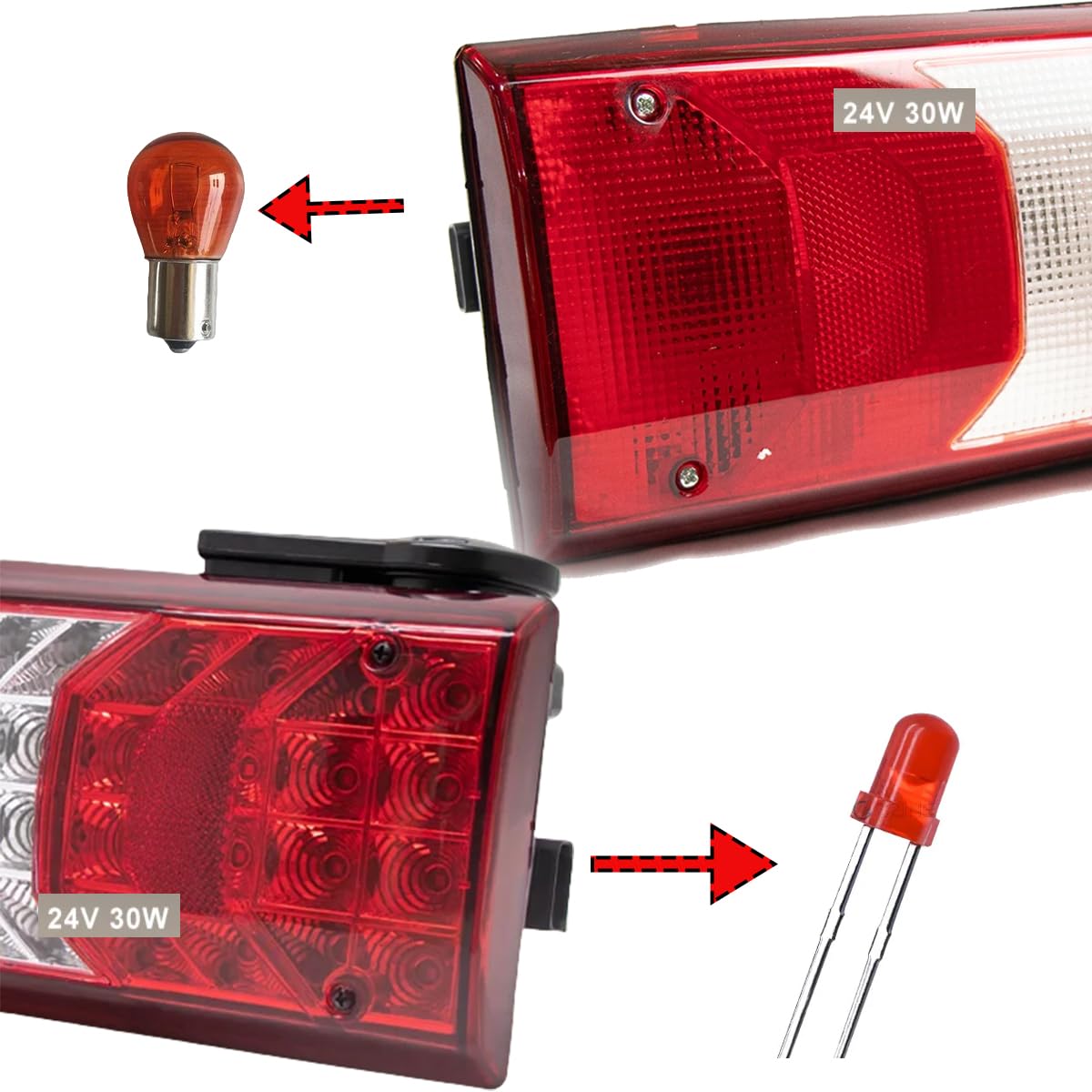 Camion Fanale Posteriore per Actros MP4 MP5 24V Sinistro Destro Lampada Fanalino Luce Posteriore Sostituzione, con cicalino Luce Targa,Right-Ⅲ