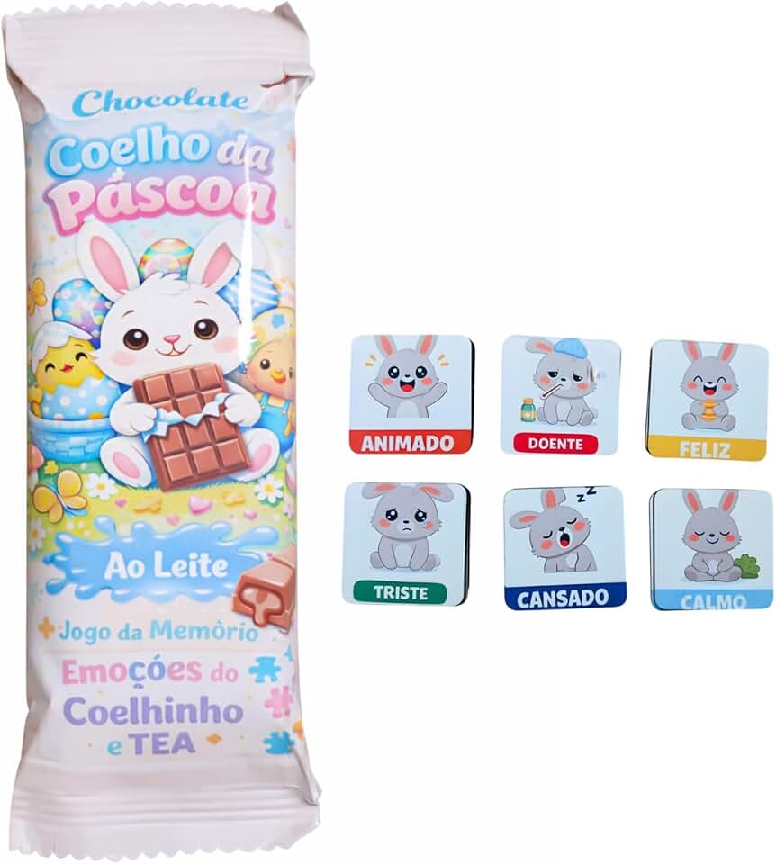 Chocolate Branco Páscoa para Autistas + Jogo da memória Coelhinho