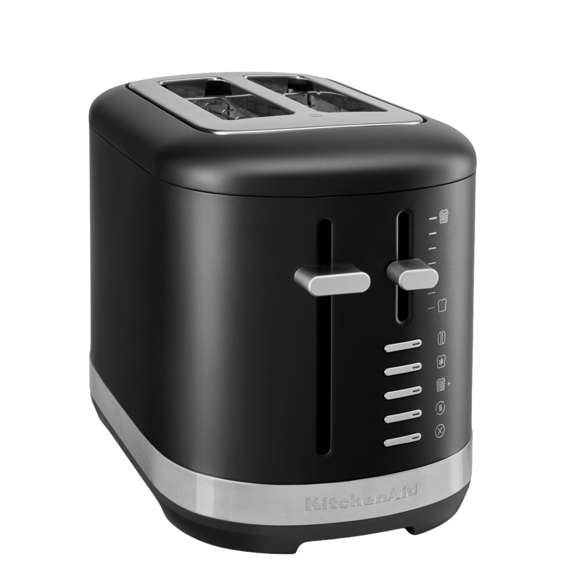 KitchenAid Tostadora 2 Rebanadas, Ranuras Extra Anchas para Pan Artesanal y Bagels, 7 Niveles de Dorado, Funciones Bagel/Descongelar/Recalentar, Palanca Alta, Cuerpo Todo Metal, Negro Hierro Fundido