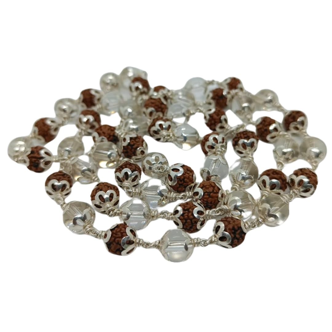 Original 925 Silver rudraksha mala | sphatik rudraksha mala with Silver (5 Mukhi, 8MM, 27 rudraksha Beads & 27 sphatik Beads, 30 Inchs) (B0CSZWHGNL) Amazon Price History, Amazon Price Tracker