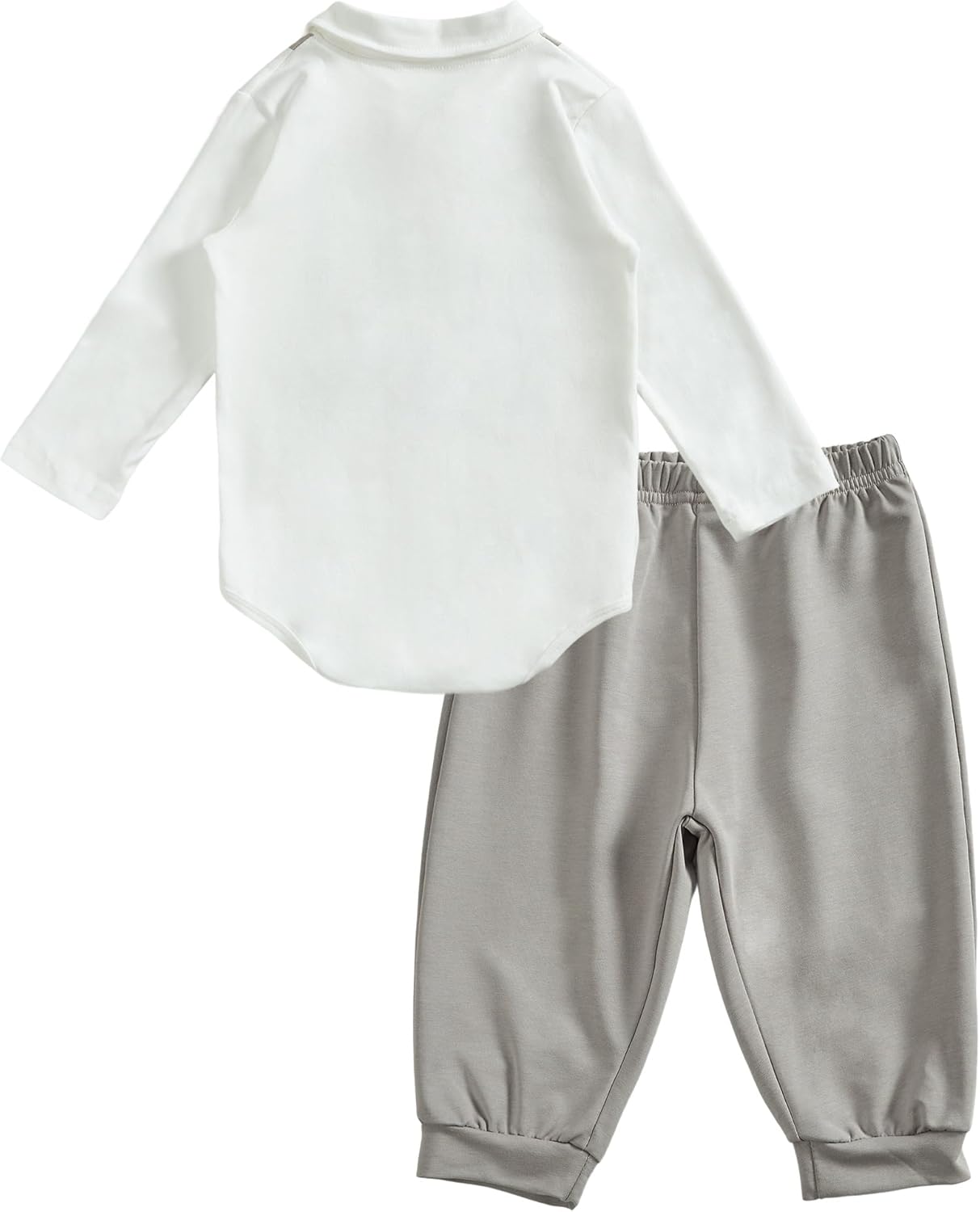 Toddler Baby I'm New Here Crew Long Sleeve Snap Closure Romper Top Jogger Pants Set Cute Fall Winter Clothes Set - Image 3