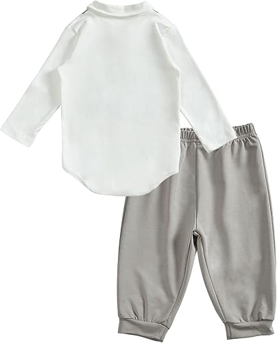 Miniatura 3 de Conjunto de ropa de manga larga con cierre a presión para bebé con texto en inglés I'm New Here, conjunto de ropa para otoño e invierno