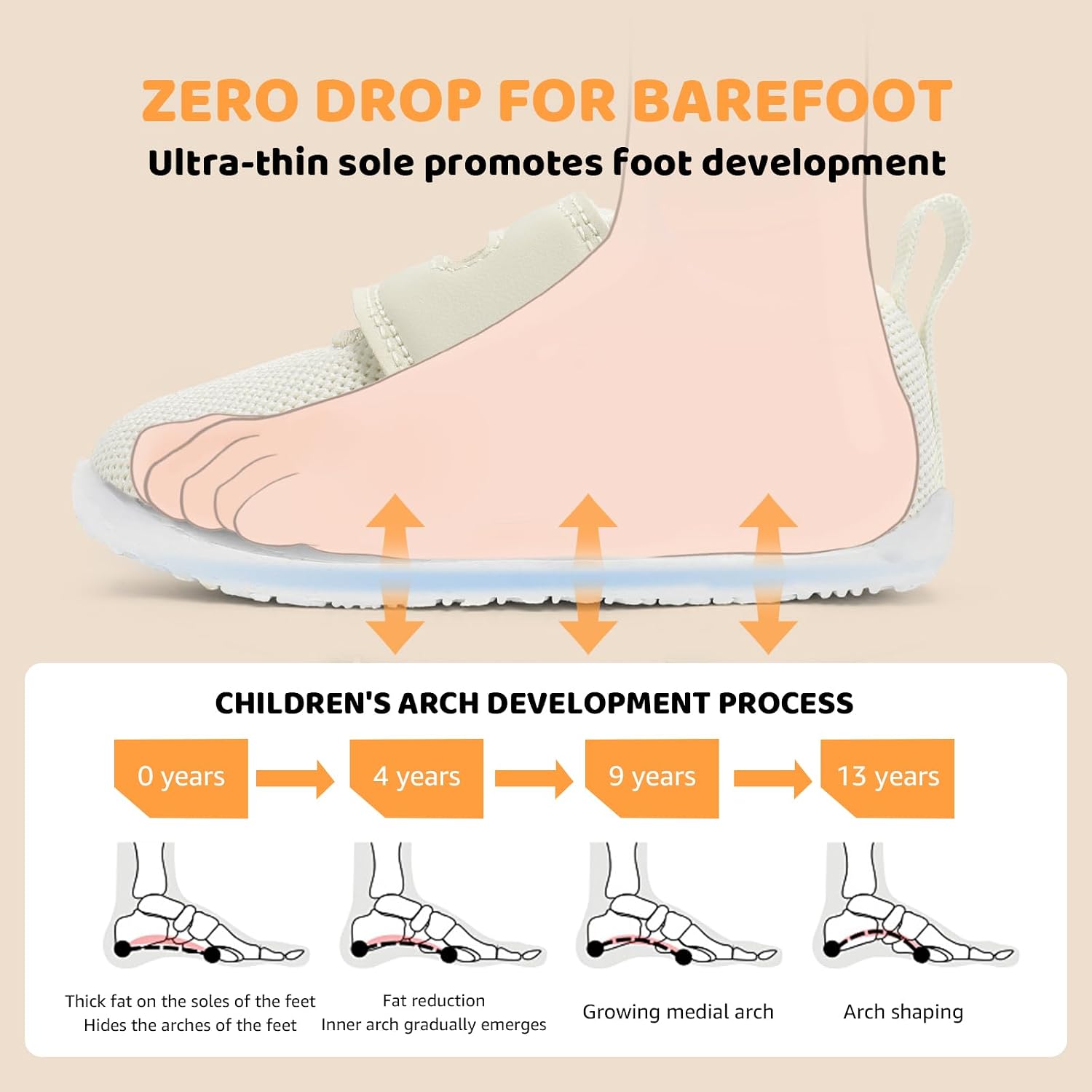 STQ KIDS Baby Boy Girl Wide Toe Box Shoes Toddler Barefoot Shoe Non-Slip First Walking Infant Sneakers 6 9 12 18 24 Month