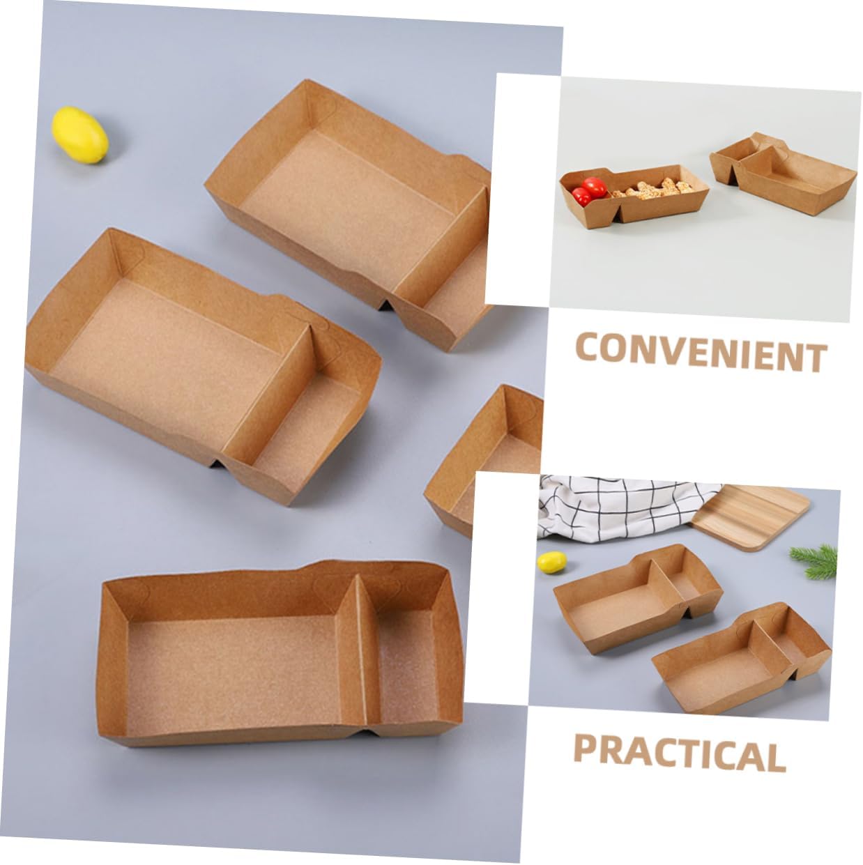 Ciieeo 100pcs Paper Snack Boxes for Fried Food Takeout Containers for Parties Convenient Dual-compartment Design for Treats for Events and Gatherings