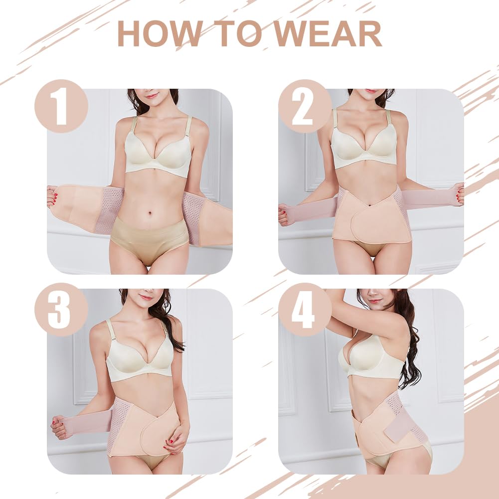 Cintura Addominale Dopo la Nascita, Traspirante Fascia Post Parto Cintura, Regolabile Panciere Post Parto con 2 Estensori Elastici, Cintura Addominale da Donna con 2 Supporto per la Schiena