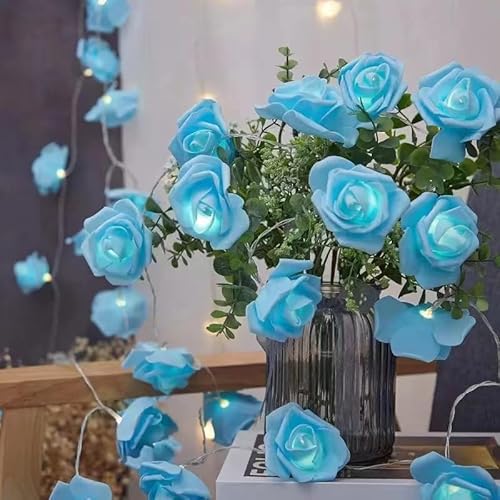 Comforight Guirnalda de luces de rosas de 19.6 pies, 40 LED, guirnalda de rosas artificiales, luces de hadas cargadas por USB, luz de rosa para el día de San Valentín, boda, día de la madre,
