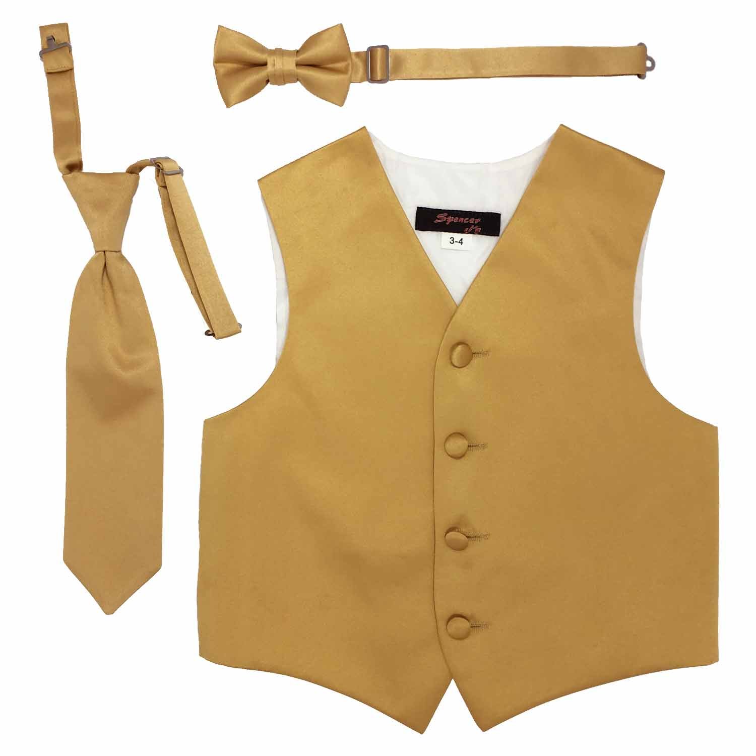 Spencer J's Boys Formal Suit Tuxedo Vest Tie and Bowtie Set Variety of Colors
