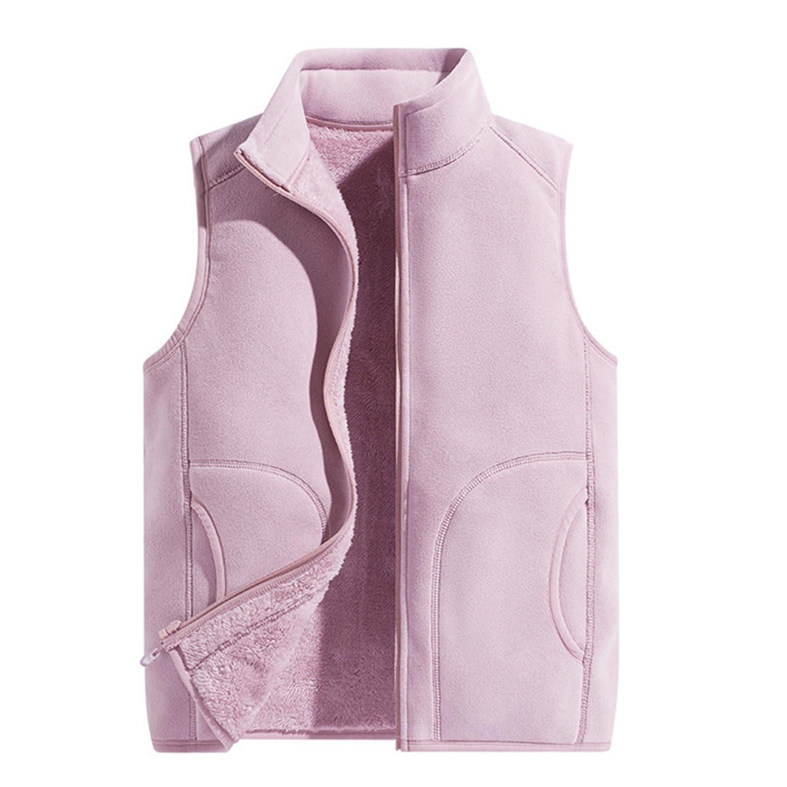 Genérico Chaleco Mujer Largo Invierno Abrigo sin manga Otoño Casual Color sólido Chaqueta con Capucha Outwear Cremallera de plumón versátil al Aire Libre