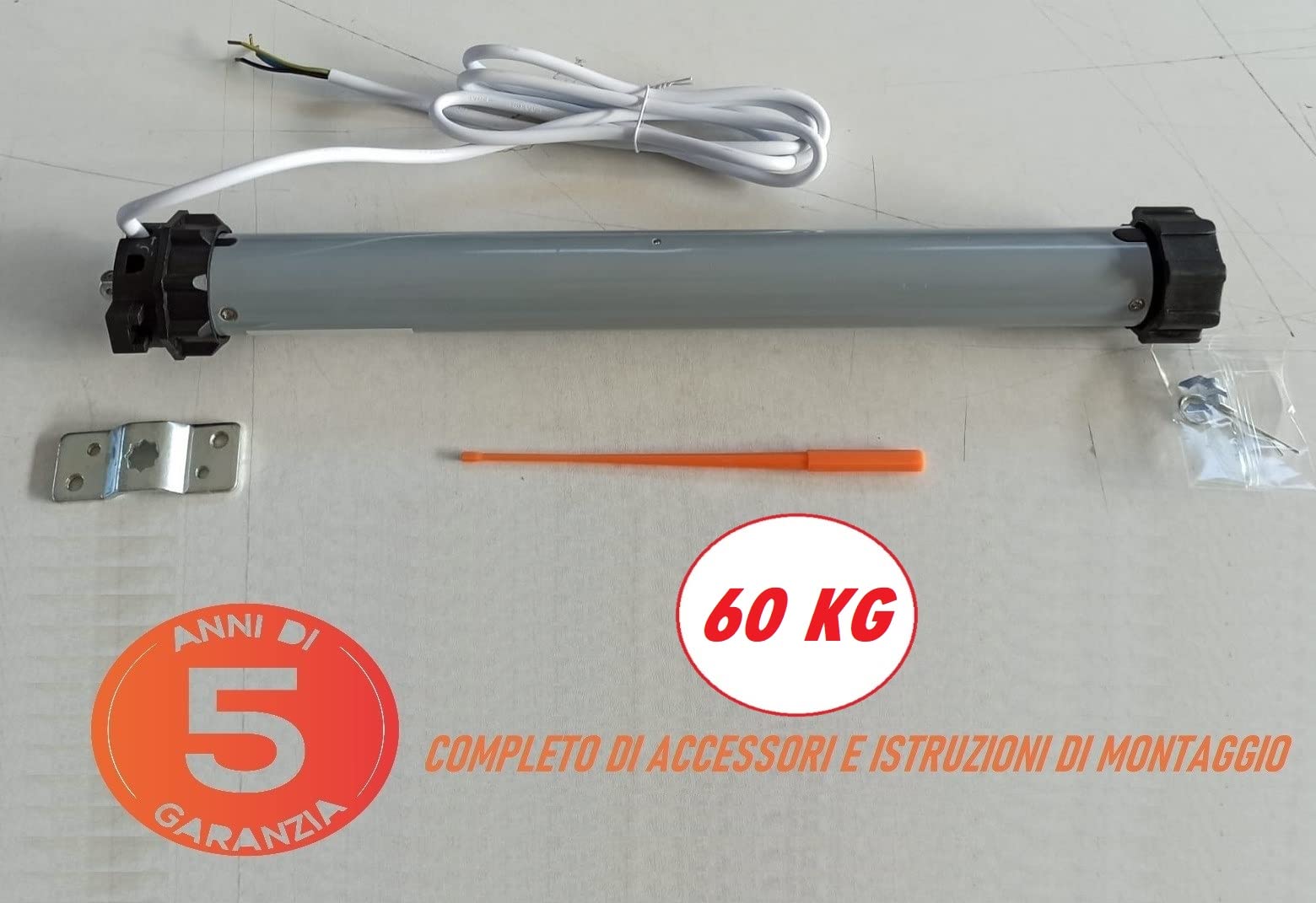 Kit Tapparelle Elettriche 30 Nm 60 kg Varie Misure Disponibili RULLO e STAFFA REGOLABILE Motore per tapparelle Completo di Accessori (da 80 cm a 115 cm)