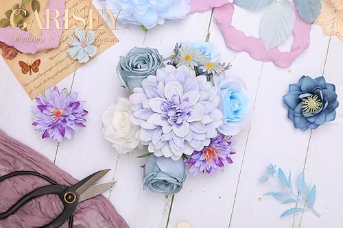 Miniatura 5 de Combinación de flores artificiales, mezcla de flores de seda, peonías, dalias con tallos para ramos de novia de boda, baby shower, centros de mesa,