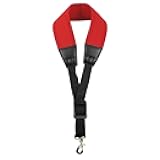 KUWAN Saxophone Neck Strap Soft Sax Leather strap Padded for Alto Sax Tenor Clarinet Baritone Soprano Horn Music Instrument (1, RED1)